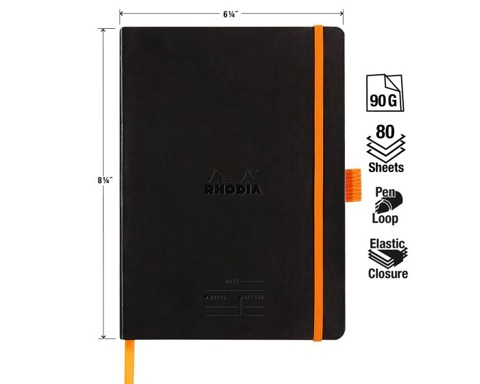 Rhodiarama Meeting Books-Black Rhodiarama Softcover Meeting Book - 6 x 8¼"
