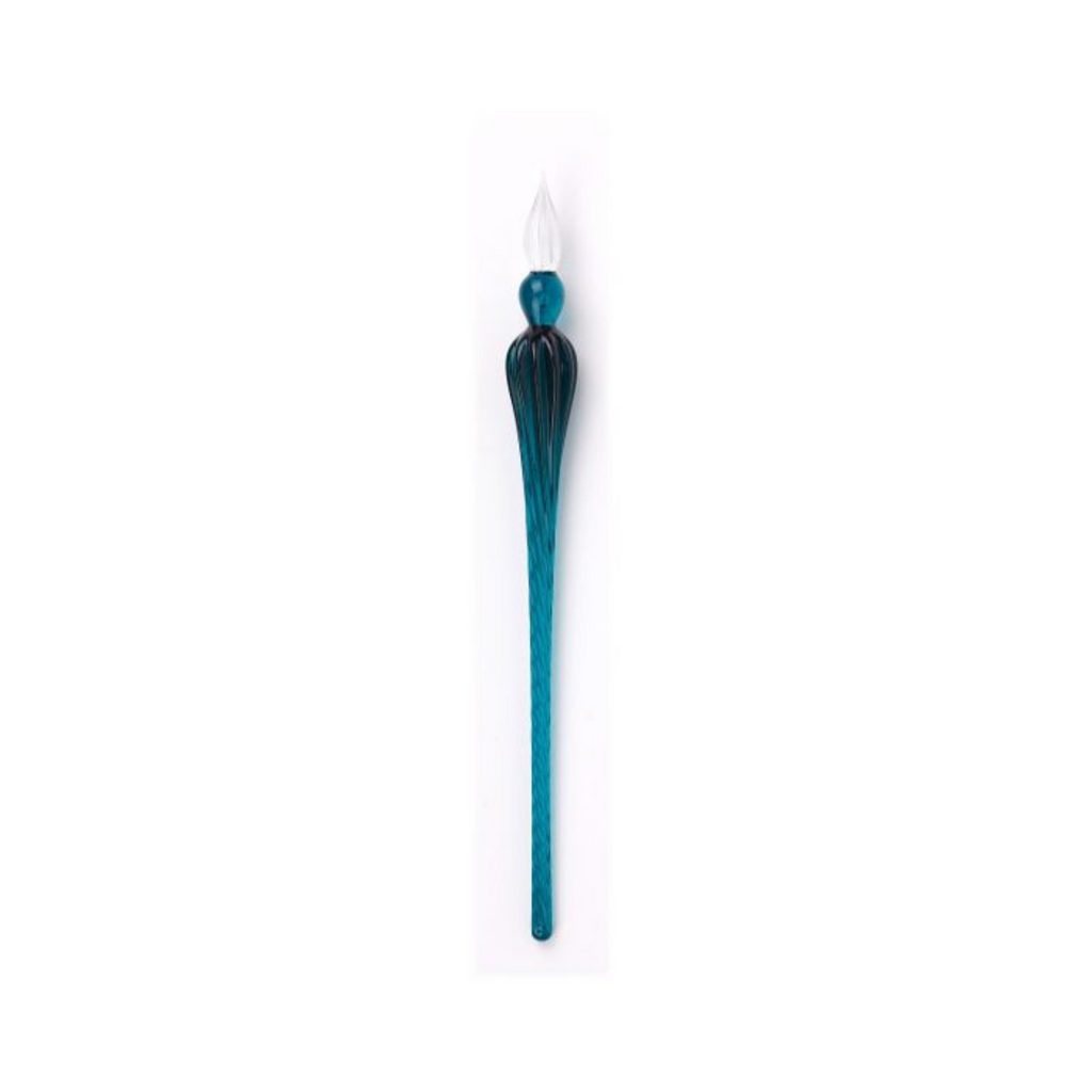 Glass Dip Jacques Herbin Round Glass Pen Spiral Body "Emeraude/Turquoise"