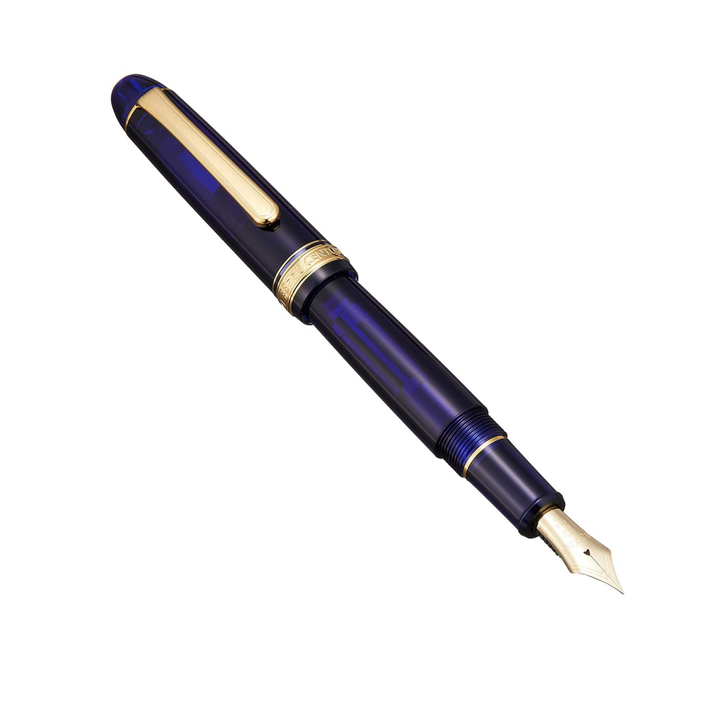 Platinum #3776 CENTURY Fountain Pen -Chartres Blue with Gold Trim NEW  and 14k Gold Nib -Fine